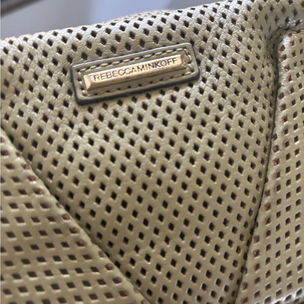 Olive Green Rebecca Mankoff, genuine leather handbag with shoulder strap - Picture 8 of 14